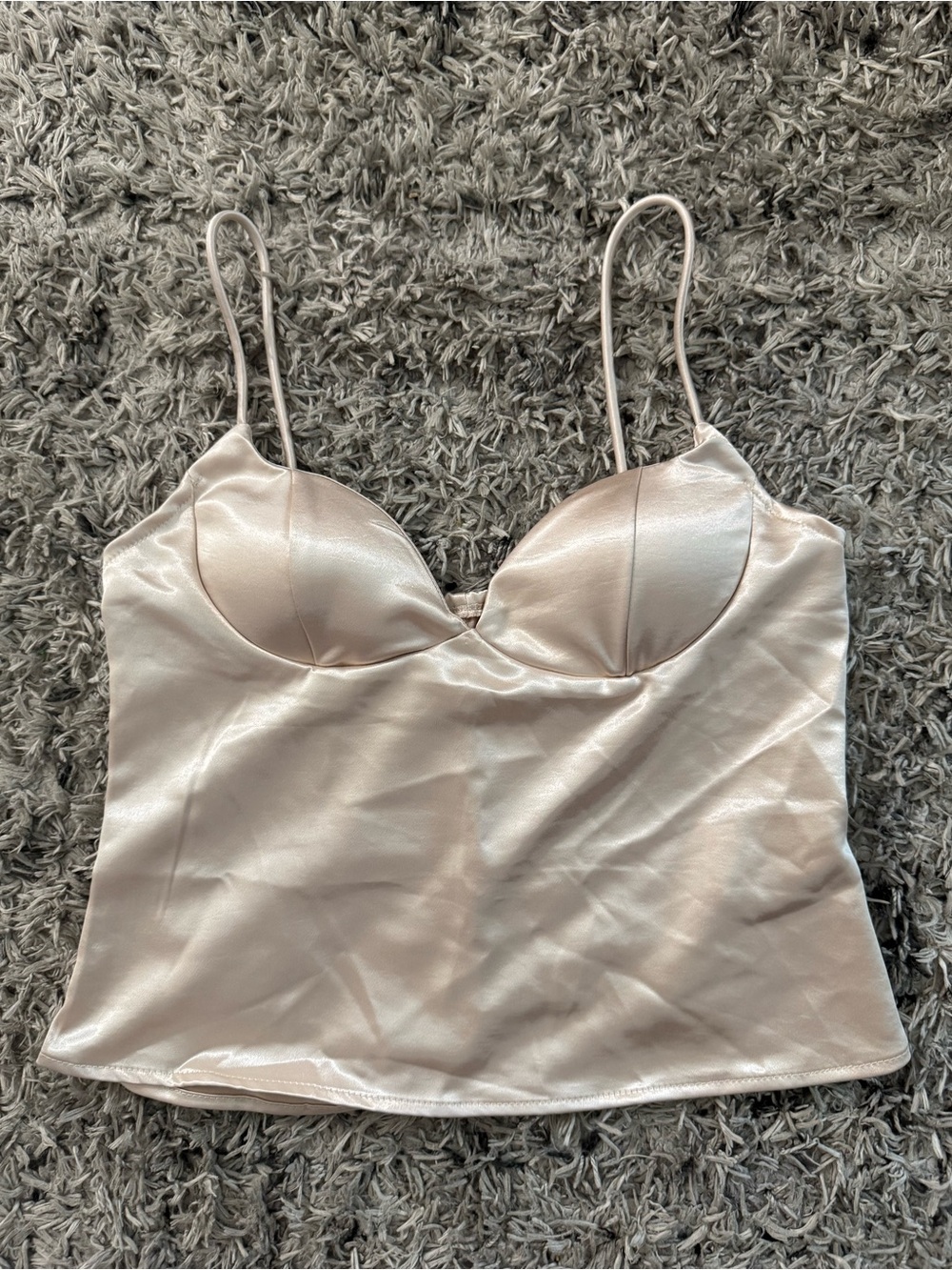 Satin Ivory Spaghetti-Strap Cami Top